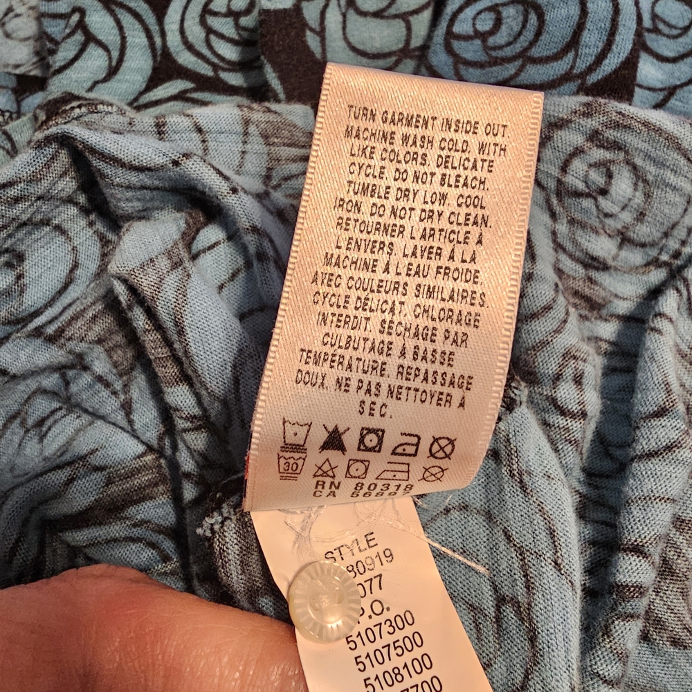 Lucky Brand Blue and Black Rose Long Sleeve Top - Picture 5 of 5